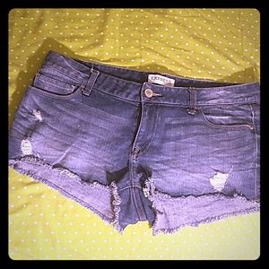 Express gently loved distressed cutoff jean shorts